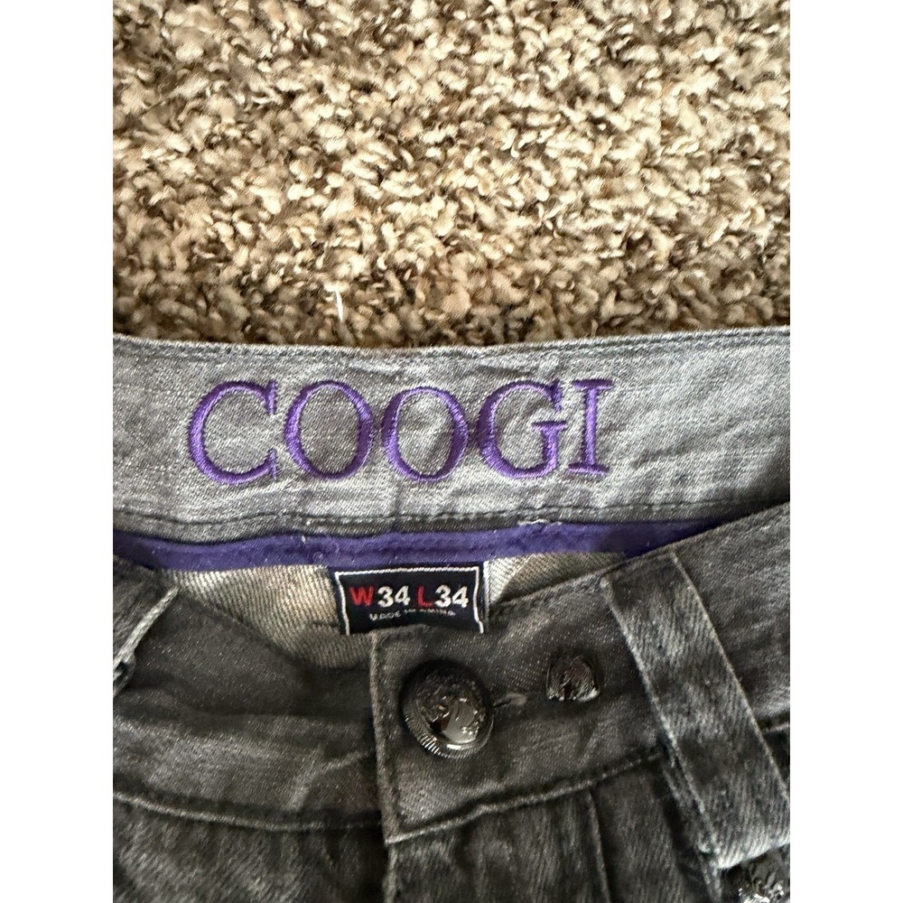 Coogi Jean Men 34 X 34(32) Grey Wash Denim VTG Y2K Purple Crown Charcoal - Picture 2 of 9